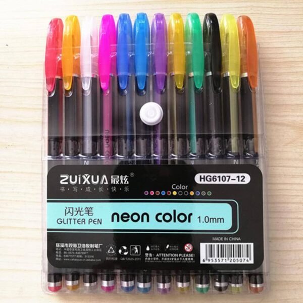 6107-12 Neon Color Glitter Pen 1.0 mm